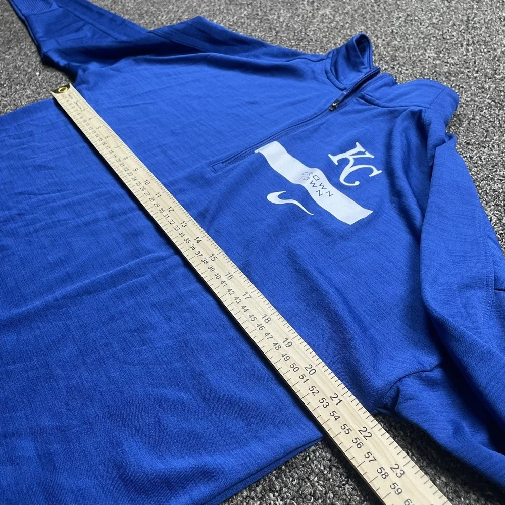 Kansas City Royals Jacket Mens Large Blue Nike Dri Fit 1/4 Quarter Zip Pullover